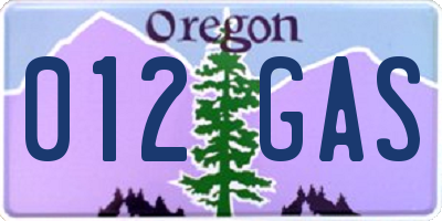 OR license plate 012GAS