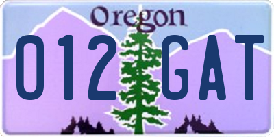 OR license plate 012GAT
