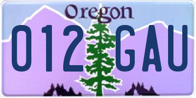 OR license plate 012GAU