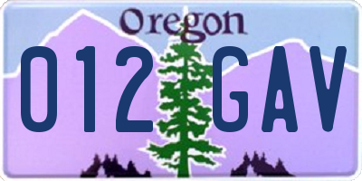 OR license plate 012GAV