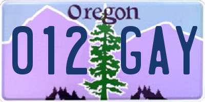 OR license plate 012GAY
