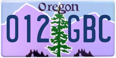 OR license plate 012GBC