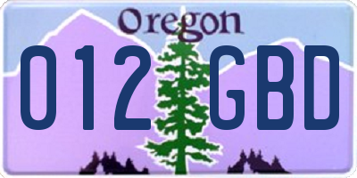 OR license plate 012GBD