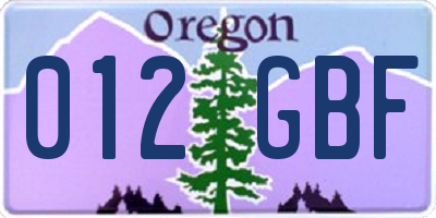 OR license plate 012GBF