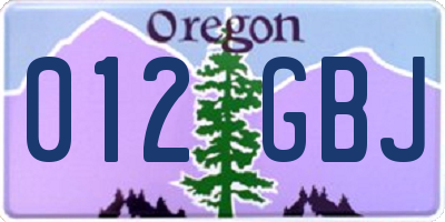 OR license plate 012GBJ