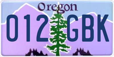 OR license plate 012GBK