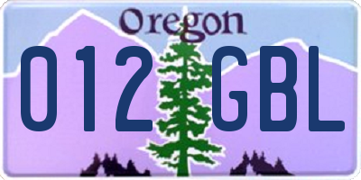OR license plate 012GBL