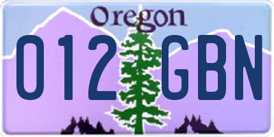 OR license plate 012GBN