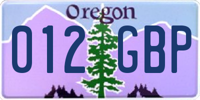 OR license plate 012GBP