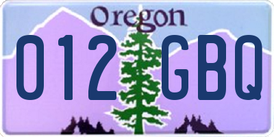 OR license plate 012GBQ
