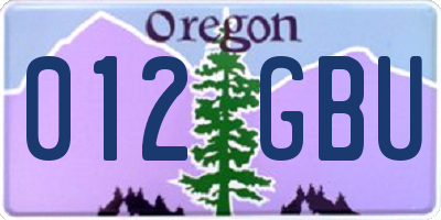OR license plate 012GBU