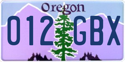 OR license plate 012GBX
