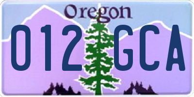 OR license plate 012GCA