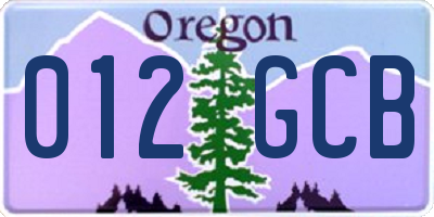 OR license plate 012GCB