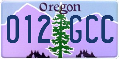 OR license plate 012GCC