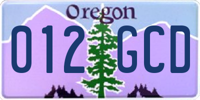 OR license plate 012GCD