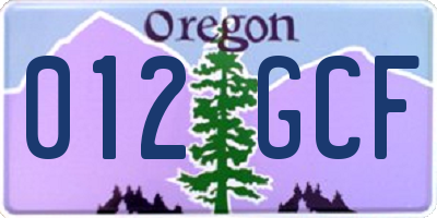OR license plate 012GCF