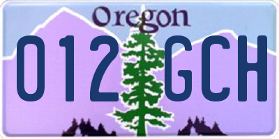 OR license plate 012GCH