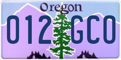 OR license plate 012GCO