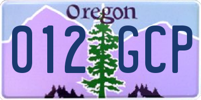 OR license plate 012GCP