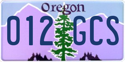 OR license plate 012GCS