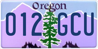 OR license plate 012GCU