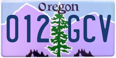 OR license plate 012GCV
