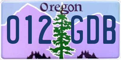 OR license plate 012GDB