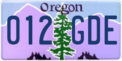 OR license plate 012GDE