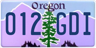OR license plate 012GDI