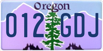 OR license plate 012GDJ