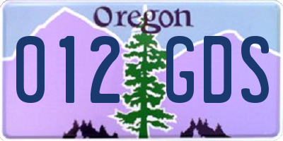 OR license plate 012GDS