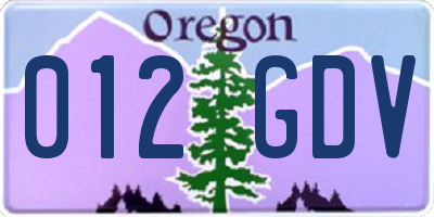 OR license plate 012GDV