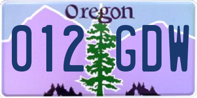 OR license plate 012GDW