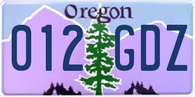 OR license plate 012GDZ