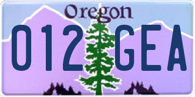 OR license plate 012GEA