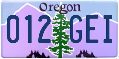 OR license plate 012GEI