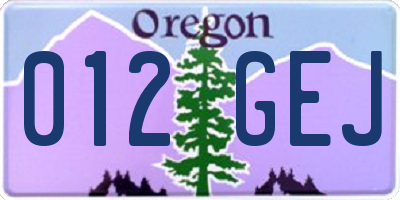 OR license plate 012GEJ