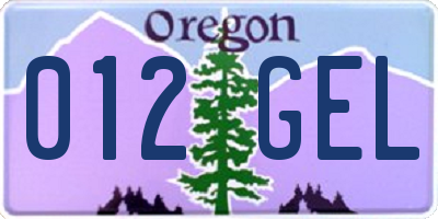 OR license plate 012GEL