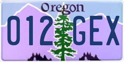 OR license plate 012GEX