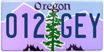 OR license plate 012GEY