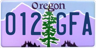 OR license plate 012GFA