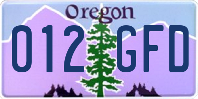 OR license plate 012GFD