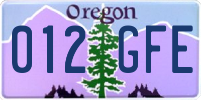 OR license plate 012GFE