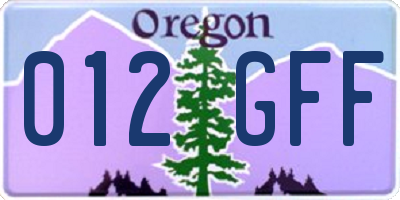 OR license plate 012GFF
