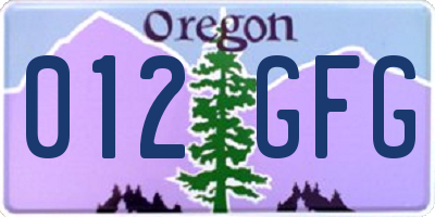 OR license plate 012GFG