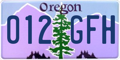 OR license plate 012GFH