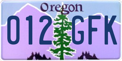OR license plate 012GFK