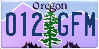 OR license plate 012GFM