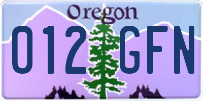 OR license plate 012GFN
